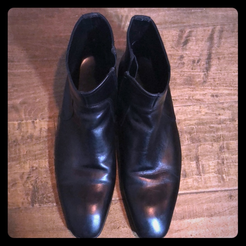Boss black leather ankle boots dress shoes
